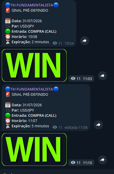 Prova de sinais e wins do grupo